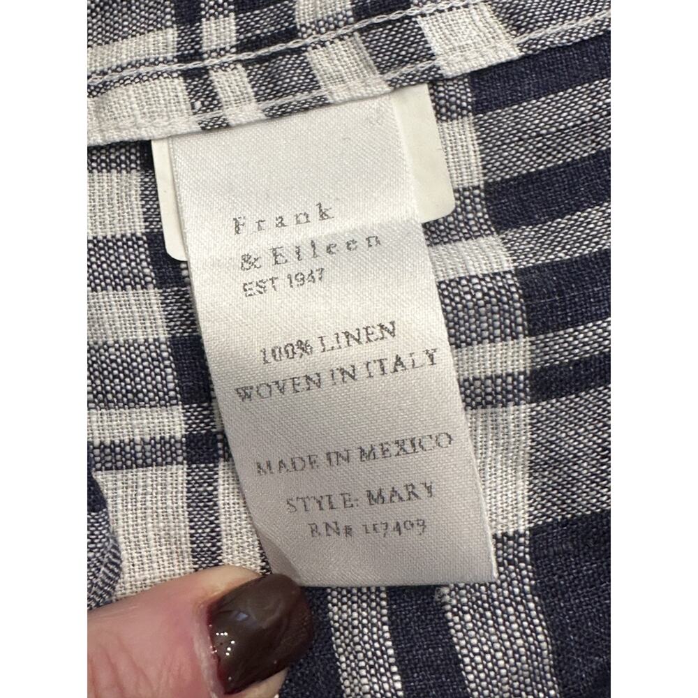Frank & Eileen Mary Plaid Linen Shirt Dress Navy White Long Sleeve Small NWOT - Picture 6 of 7